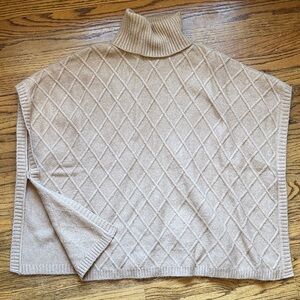 LOFT Beige Ribbed Knit Turtleneck Sweater